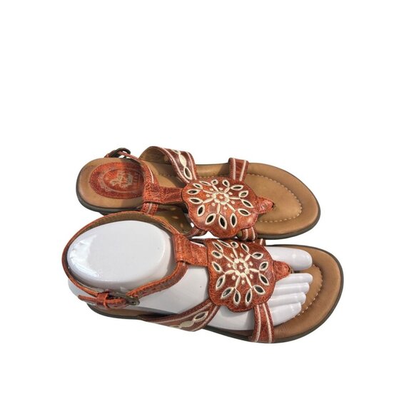 Ariat Mohave Distressed Leather Cutout Embroidered Thong Sandals 7 B - Picture 2 of 5